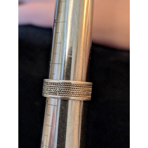 Vintage Signed NF 925 Sterling Silver Wheat Design Unisex Band Ring Size 6.5 - Picture 4 of 8